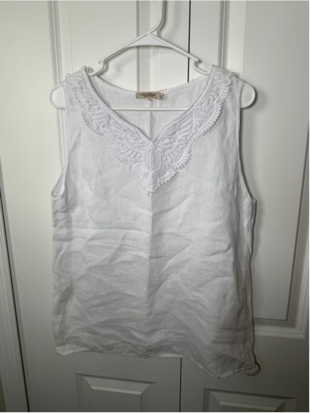 Viola Borghi White Linen Tank Top M